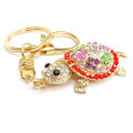 Wholesale cheap rhinestone turtle keychain souvenir metal keychain